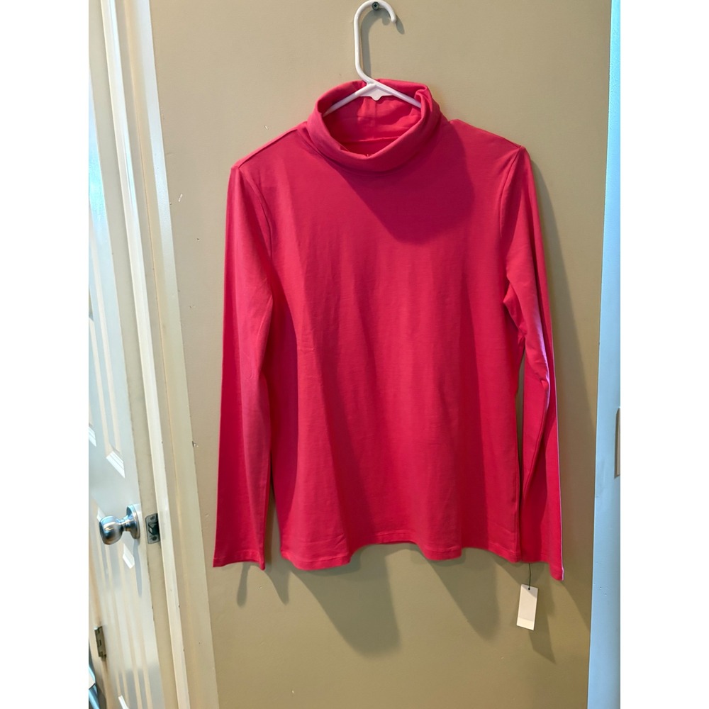Talbots Womens Pink Cotton Spandex Long Sleeve Turtleneck Top Size M New